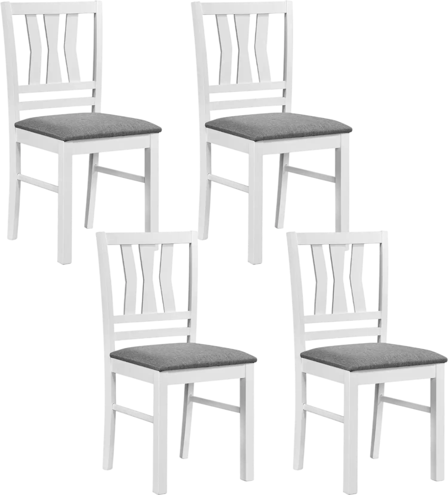 Costway Set of 4 Linen Upholstered Kitchen Dining Chairs Wood Frames 23265063 New