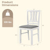 Linen-style upholstered kitchen chair with a white wood frame, slatted backrest, and dimensions for optimal comfort.