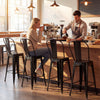 Set of 4 Metal Bar Stools with Backrests and Footrests-Black - Gallery View 1 of 10
