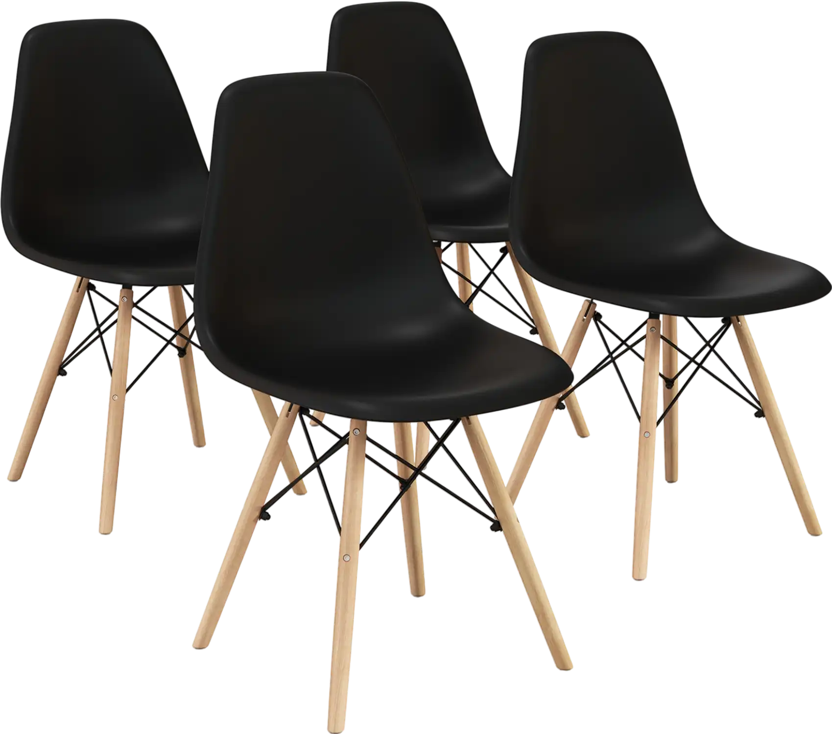 Costway Set of 4 Modern Armless Dining Chairs Plastic Wood Legs 85941720 New