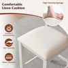 Close-up of a comfortable linen cushion filled with high-density sponge on a modern farmhouse counter height stool.