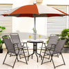 Outdoor Folding Sling Chairs Set of 4 with Armrest and Backrest-Gray - Gallery View 1 of 10