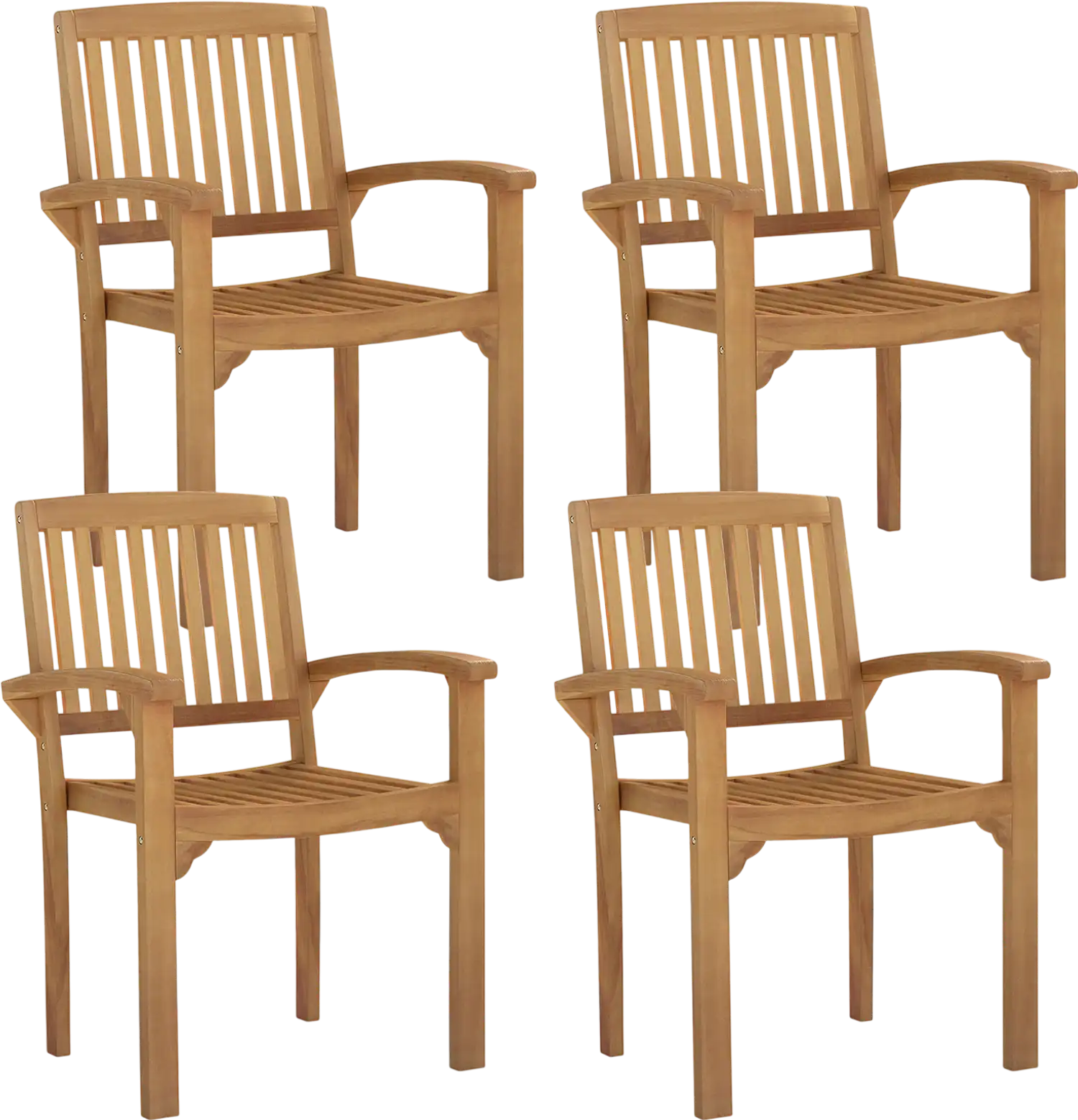 Costway Set of 4 Outdoor Patio Dining Chairs Slatted Curved Seat 138249576 New