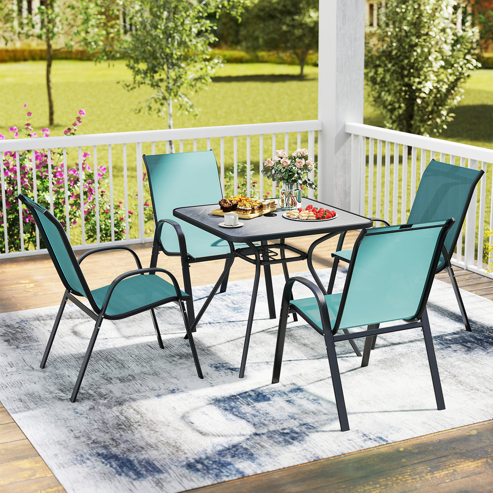 Set of 4 Outdoor Patio Chairs with Weather-resistant Fabric-Blue - Gallery View 1 of 10