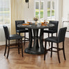 Set of 4 PVC leather bar stools with solid wood legs, featuring a comfortable design for kitchen or café use.