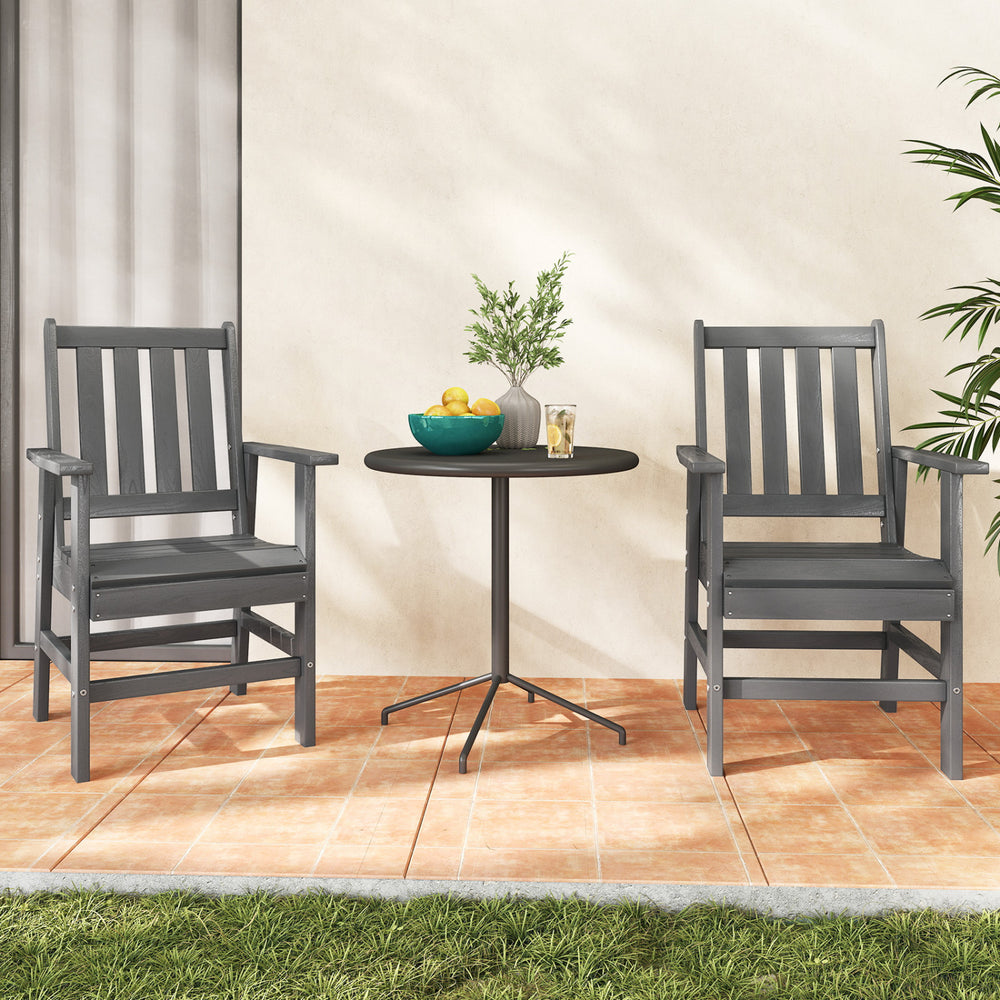 Set of 4 Patio Dining Chairs with Wide Armrests-Gray - Gallery View 1 of 8