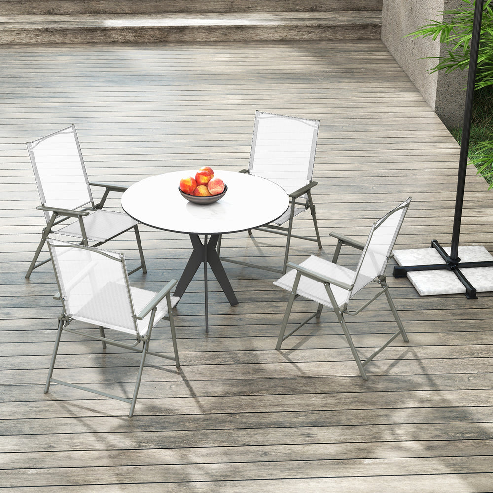 Set of 4 Patio Folding Chair Set with Rustproof Metal Frame-White - Gallery View 1 of 9
