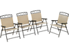 Set of 4 beige patio folding chairs with armrests, featuring a lightweight design for easy storage and outdoor use.