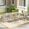 Set of 4 Patio Folding Chairs Set Dining Chairs with Armrests-Beige - Gallery View 1 of 10