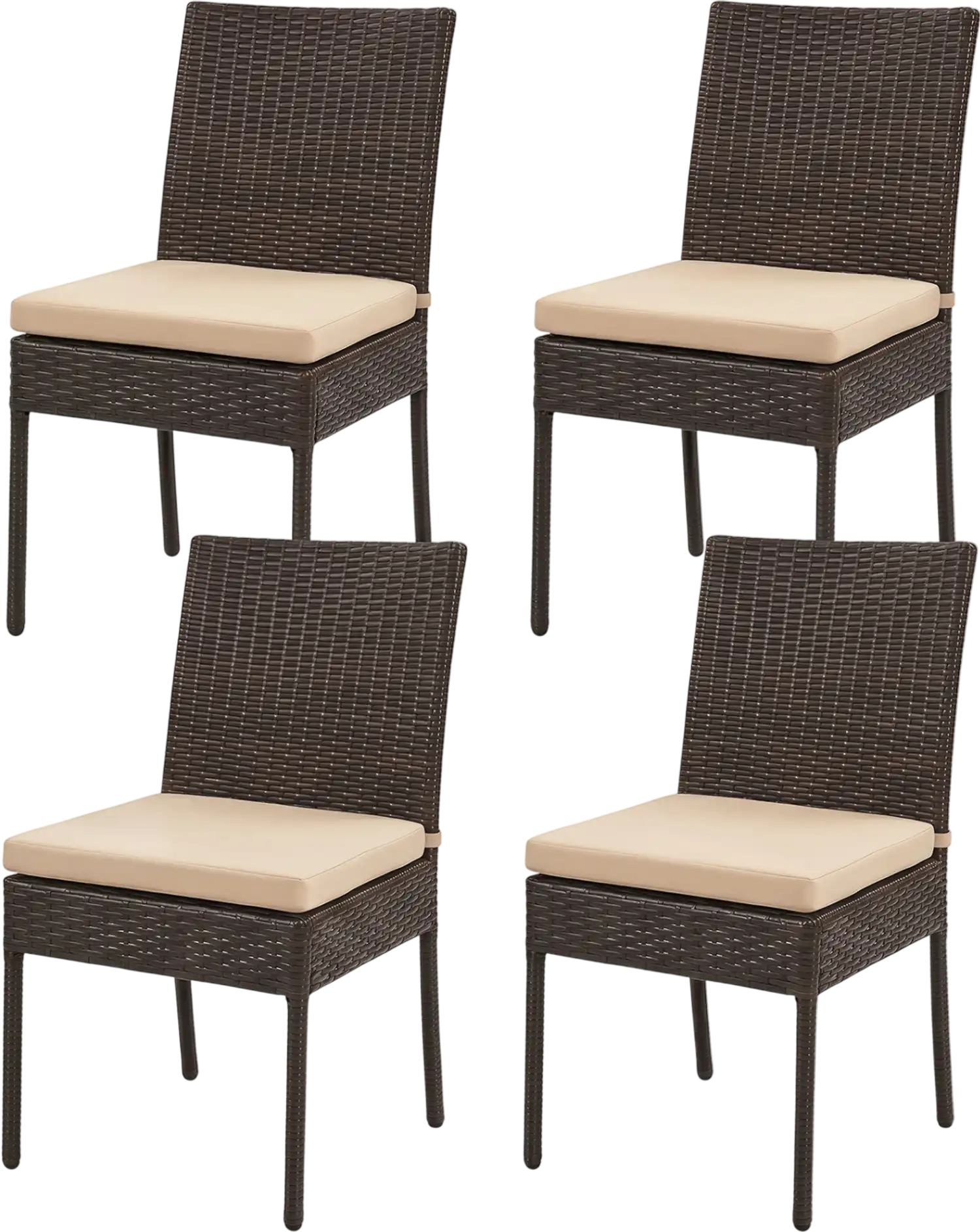 Costway Patio Rattan Wicker Dining Chairs Set of 4 with Cushions 04289571 New