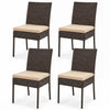 Set of 4 Patio Rattan Wicker Dining Chairs Set with Soft Cushions- Brown - Gallery View 1 of 1