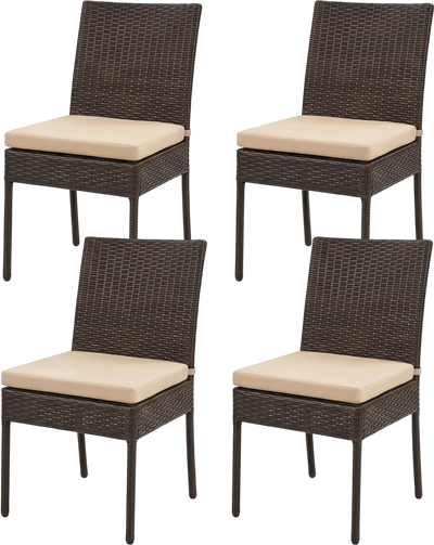 Costway Set of 4 Patio Rattan Wicker Dining Chairs with Cushions 04289571 New