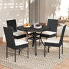 Set of 4 Patio Rattan Wicker Dining Chairs Set with Soft Cushions-Black - Gallery View 1 of 9