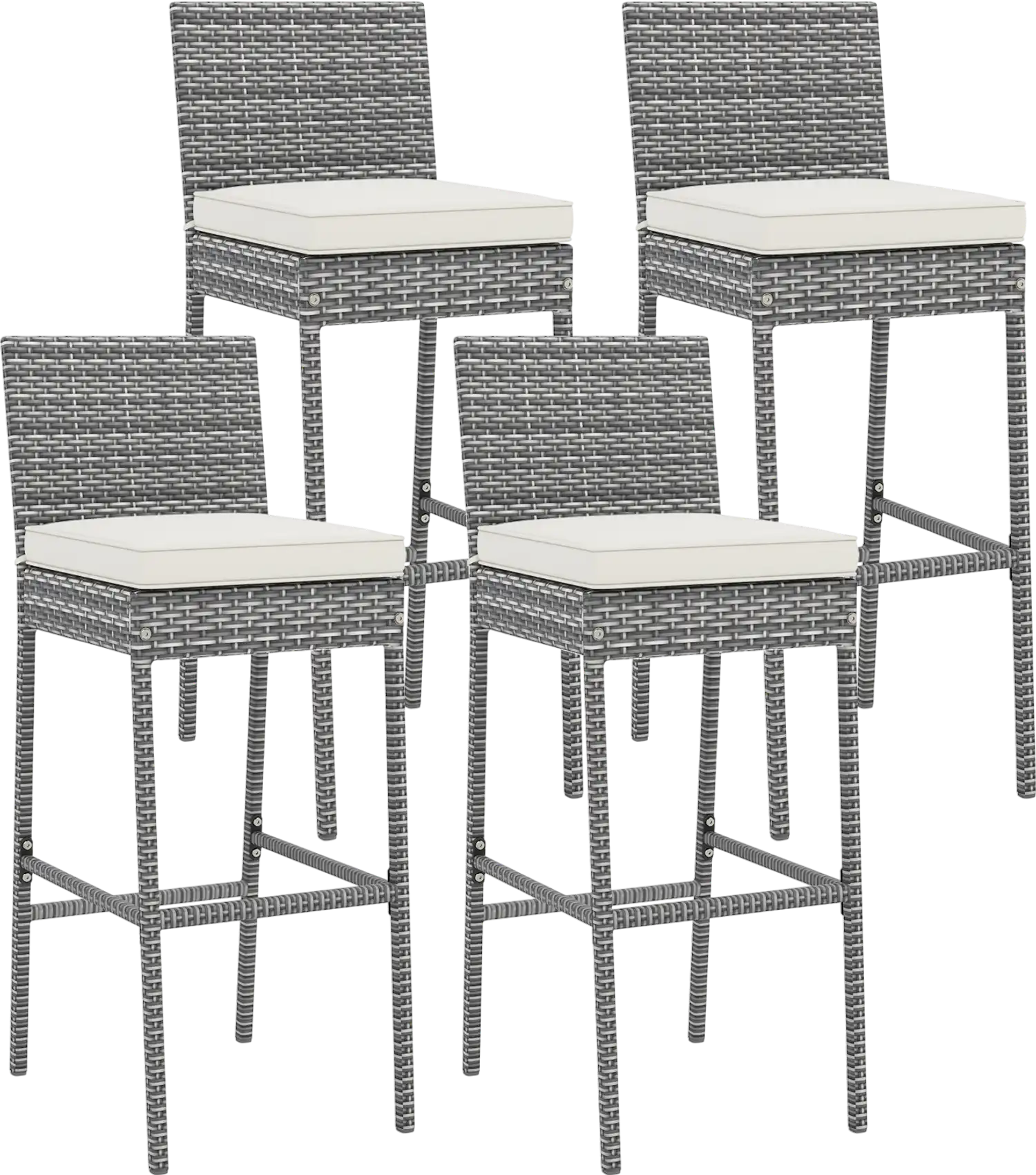 Costway Patio Wicker Barstool Set w/ Cushion & Footrest 13784269 New