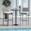 Set of 2 patio wicker barstools with soft seat cushions, ideal for poolside or balcony use, featuring a reinforced.