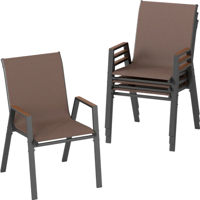 Costway Set of 4 Stackable Patio Dining Chairs High Back 400 lbs 37554079 New