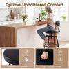 Black swivel barstool with padded seat and backrest, featuring waterproof PU leather for easy cleaning and comfort.