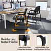 Upholstered waiting room chair with armrests, ergonomic backrest, and durable metal frame for office or living room use.