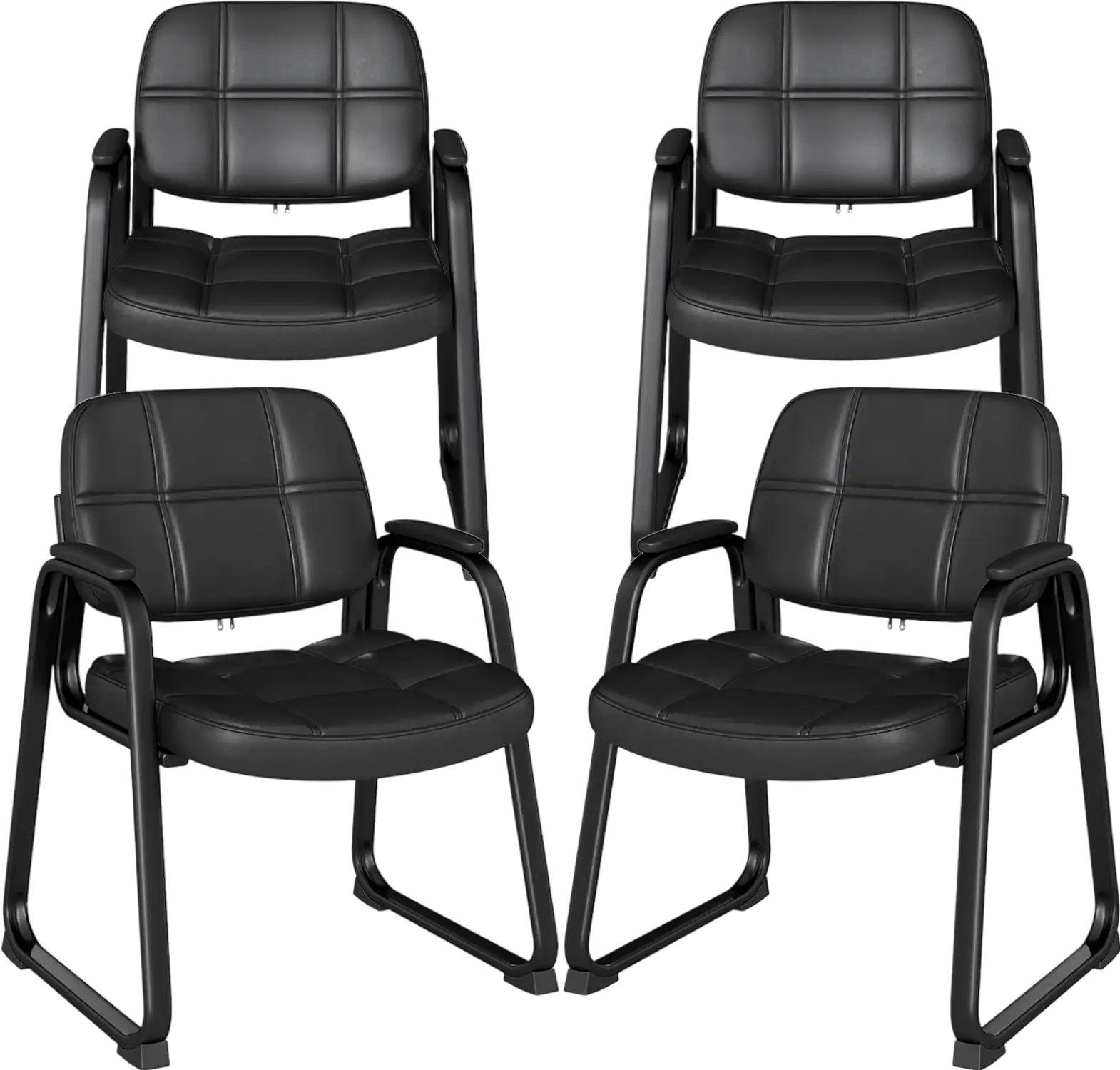 Costway Set of 4 Upholstered Waiting Room Office Chairs w/ Armrests Ergonomic Back 726953481 New