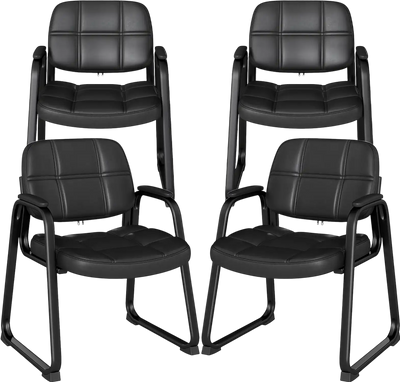 Costway Set of 4 Upholstered Waiting Room Office Chairs w/ Armrests Ergonomic Back 726953481 New