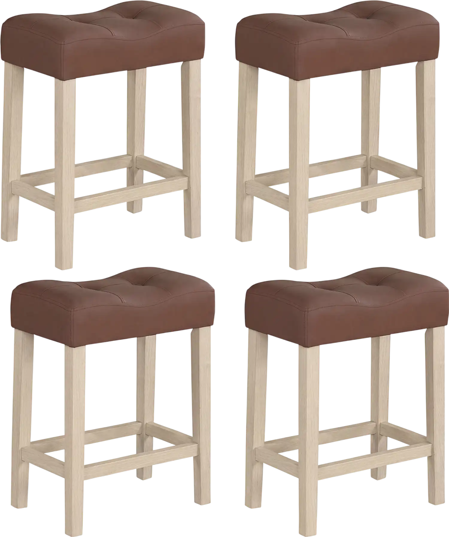 Costway Set of 4 Upholstered Counter Height Bar Stools Curved Saddle Seat 59368427 New