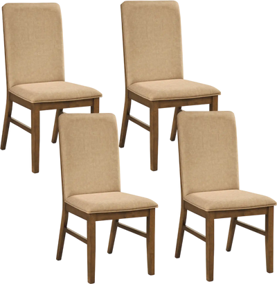 Costway Set of 4 Upholstered Dining Chairs Solid Rubber Wood Legs 15973322 New