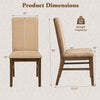 Upholstered dining chair dimensions with solid rubber wood legs, featuring a 21-inch high backrest for comfort and.