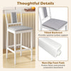 Upholstered barstool with tilted backrest and non-slip foot pads, crafted from solid rubber wood for kitchen or dining.