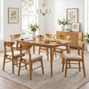Set of 4 upholstered dining chairs with curved backrest and rubber wood frame, perfect for dining and kitchen settings.