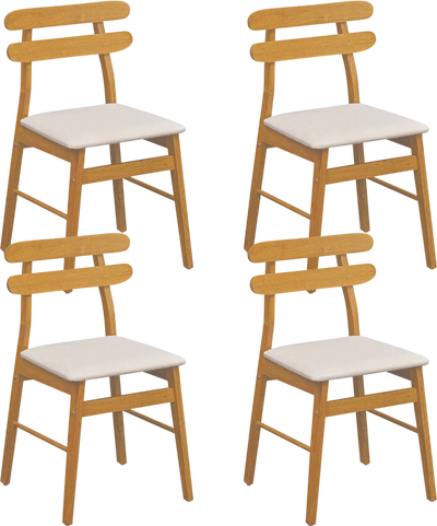 Costway Set of 4 Upholstered Dining Chairs Padded Seat Solid Wood Legs 24884202 New