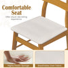 Upholstered dining chair with a padded seat made of breathable linen fabric and solid rubber wood legs for comfort.