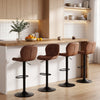 Set of 4 Upholstered Swivel Bar Stools with Adjustable Height and Curved Backs-Brown - Gallery View 1 of 7