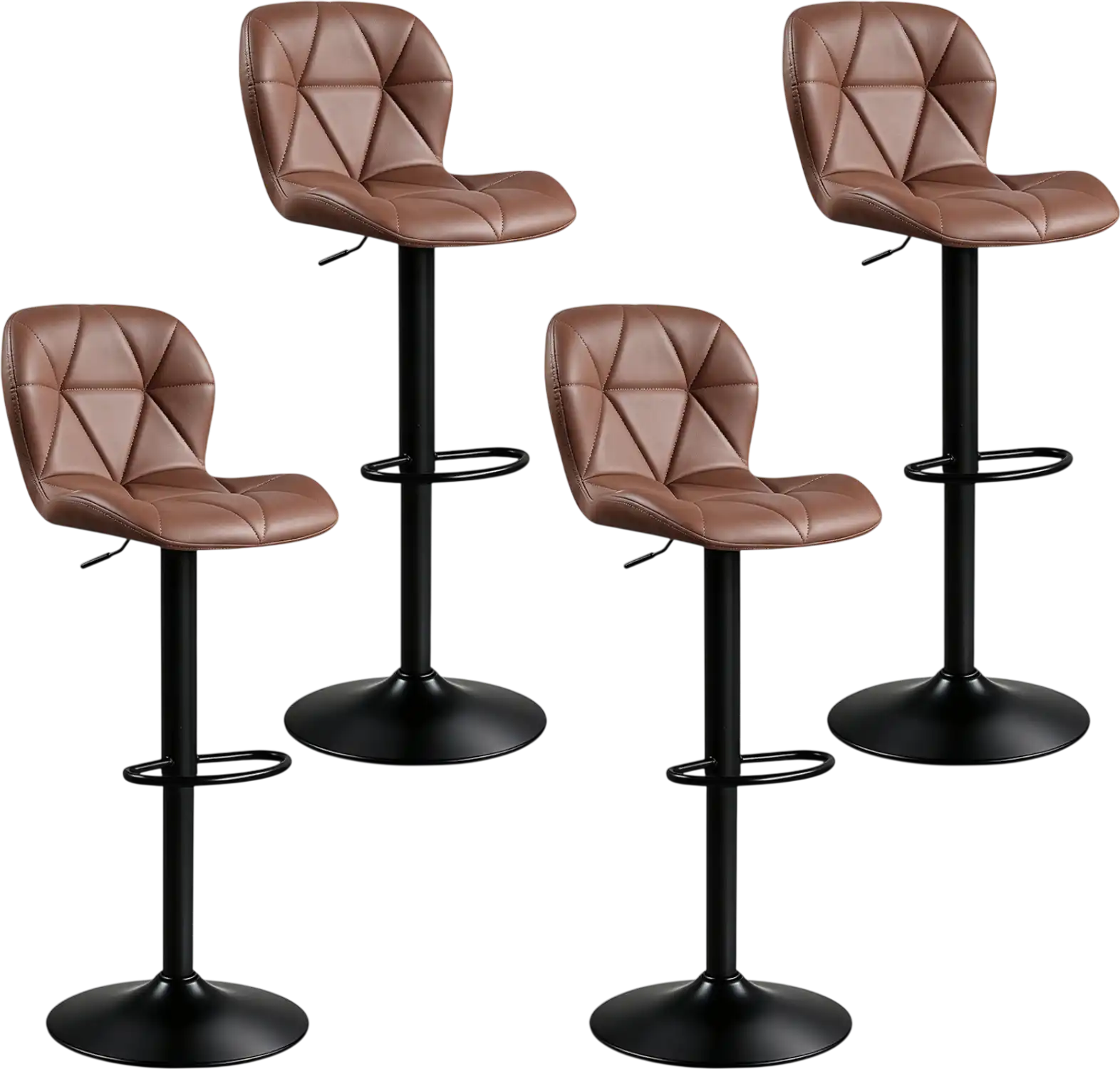 Costway Set of 4 Upholstered Swivel Adjustable Height Bar Stools 73305215 New