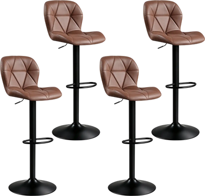 Costway Set of 4 Upholstered Swivel Adjustable Height Bar Stools 73305215 New