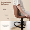 Curved backrest and comfortable footrest of the brown upholstered swivel bar stool provide ergonomic support for relaxed seating.