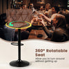 Upholstered swivel bar stool with a 360° rotatable seat and adjustable height, ideal for kitchen islands and home bars.
