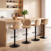Set of 4 Upholstered Swivel Bar Stools with Adjustable Height and Curved Backs-Khaki - Gallery View 1 of 7