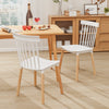Set of 4 Windsor Dining Chairs with Spindle Backs and Curved Seats-White - Gallery View 1 of 9