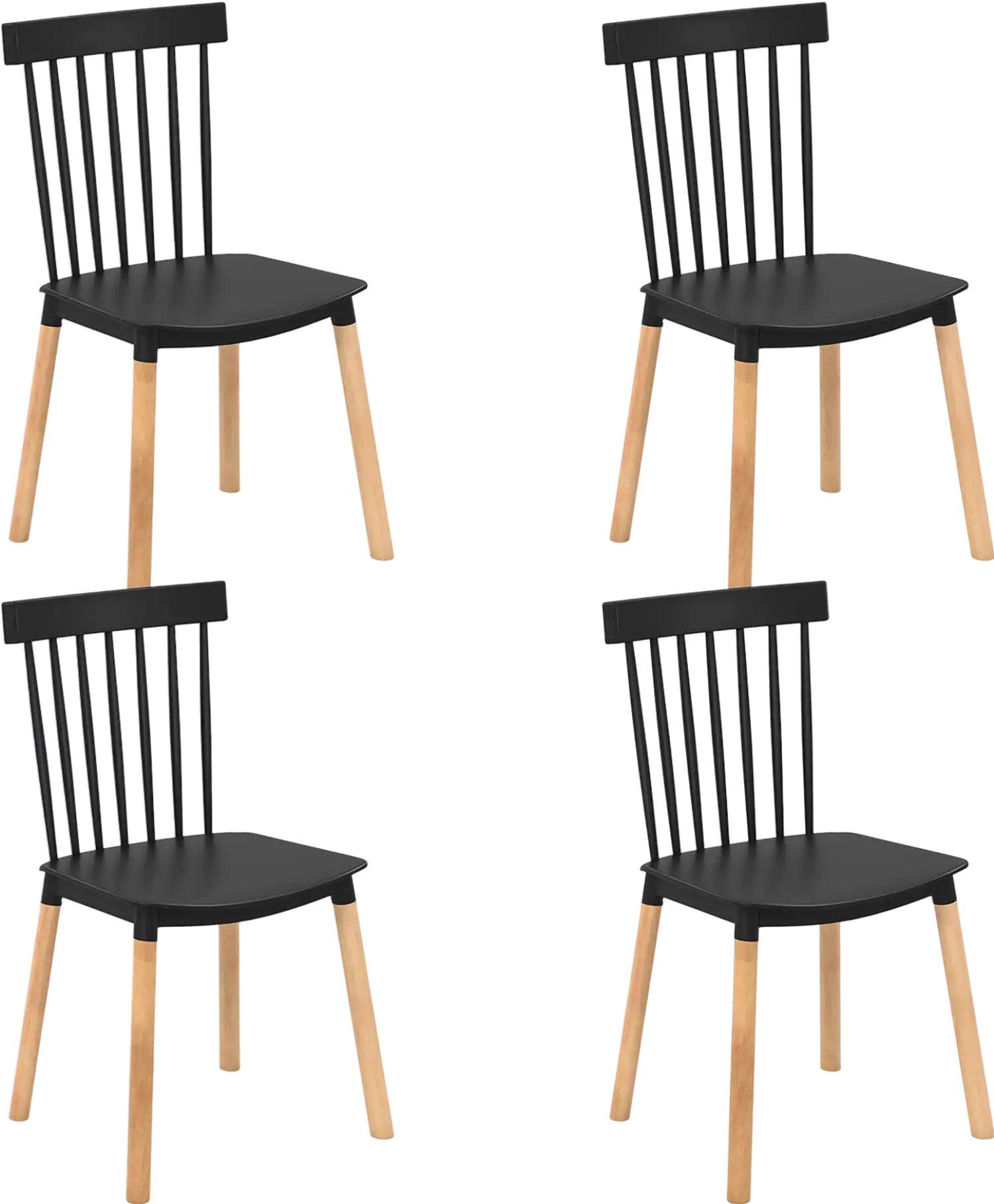 Costway Set of 4 Windsor Dining Chairs Spindle Back Curved Seat 93265187 New