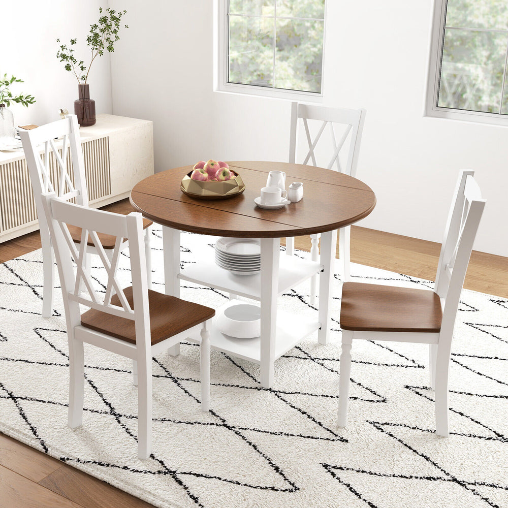 Set of 4 Wooden Farmhouse Kitchen Chairs with Rubber Wood Seat - Gallery View 1 of 9