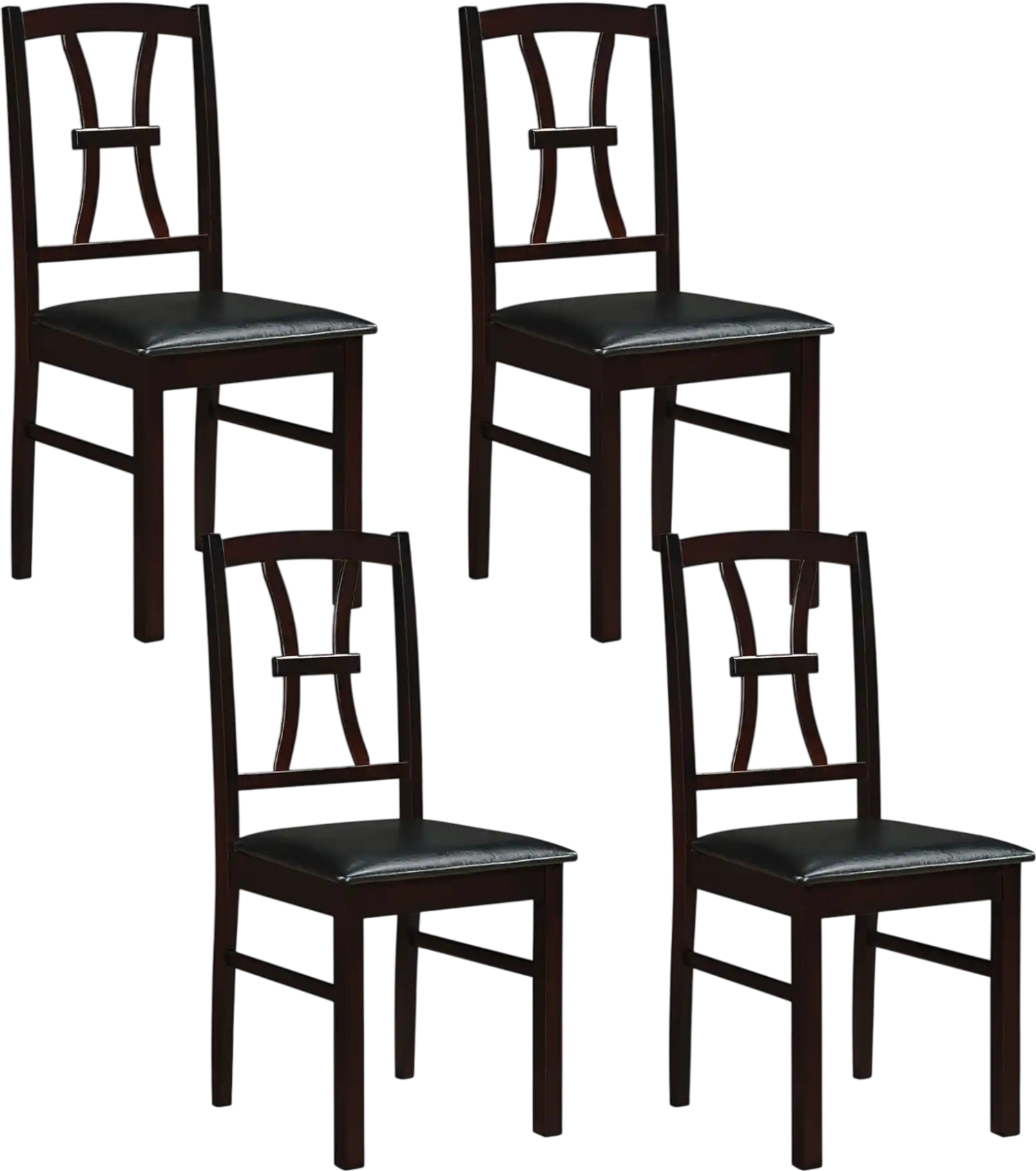 Costway Set of 4 Wooden Dining Chairs Faux Leather Padded Seat Kitchen 86112865 New