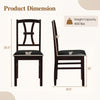 Side view of a wooden dining chair with faux leather padded seat, featuring a sturdy frame and decorative backrest.