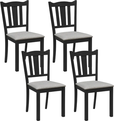 Costway Set of 4 Wooden Dining Chairs Hollow Back Soft-Padded Cushion 35602153 New