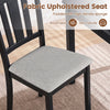 Wooden dining chair with a soft-padded, breathable fabric seat, designed for comfort and durability in a farmhouse style.