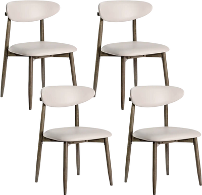 Costway Set of 4 Modern Upholstered Wooden Dining Chairs Curved Backrest 97996467 New