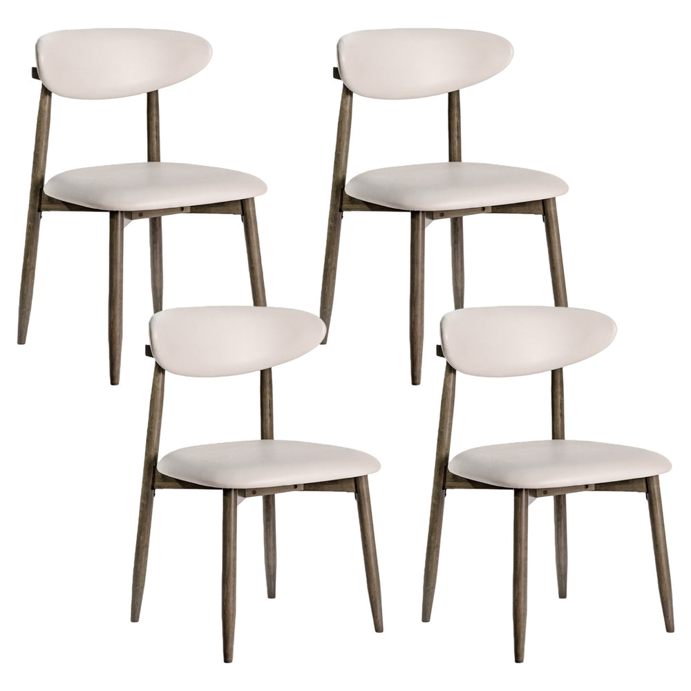 Set of 4 Wooden Modern Upholstered Dining Chairs with Curved Backrest-Beige - Gallery View 1 of 1