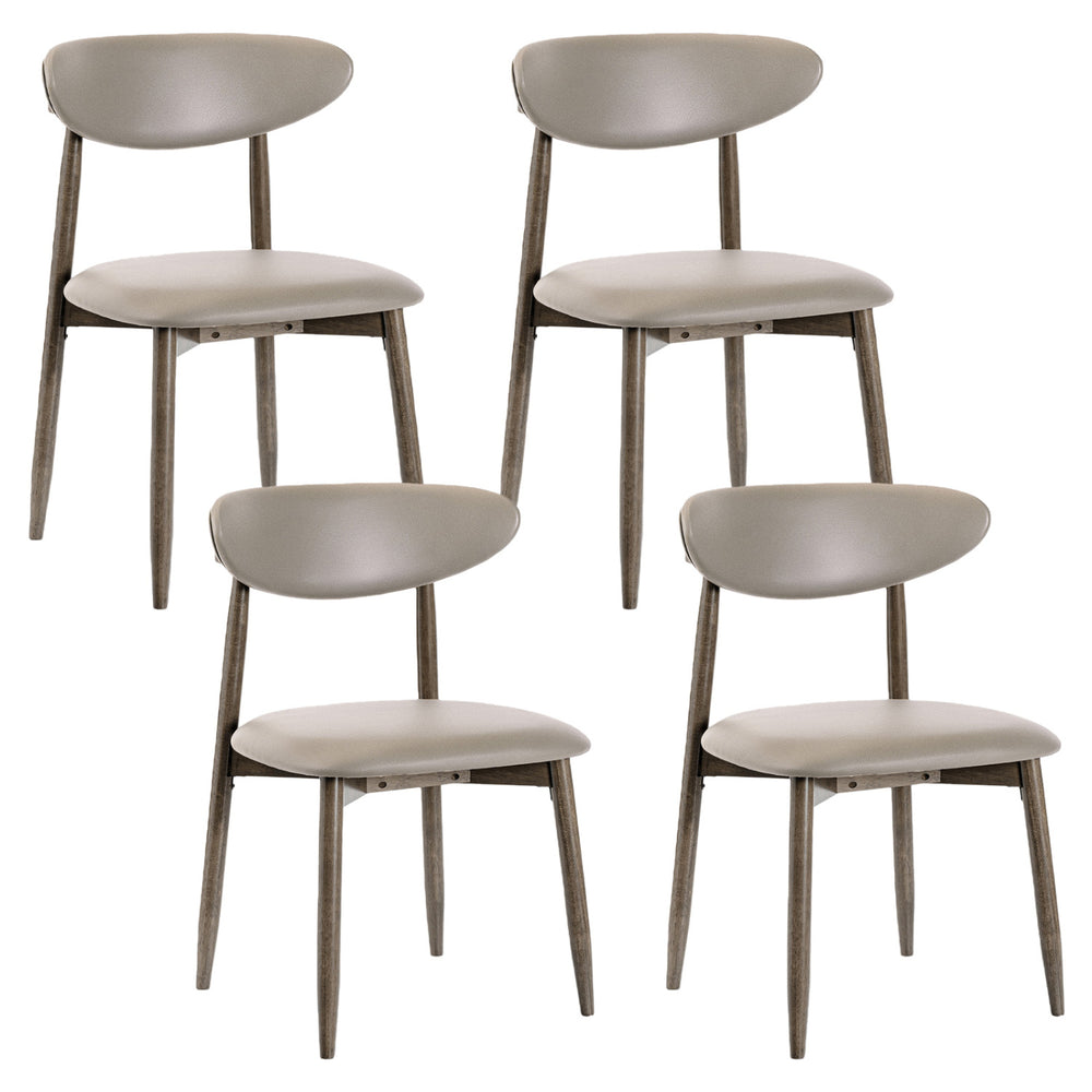 Set of 4 Wooden Modern Upholstered Dining Chairs with Curved Backrest-Gray - Gallery View 1 of 1