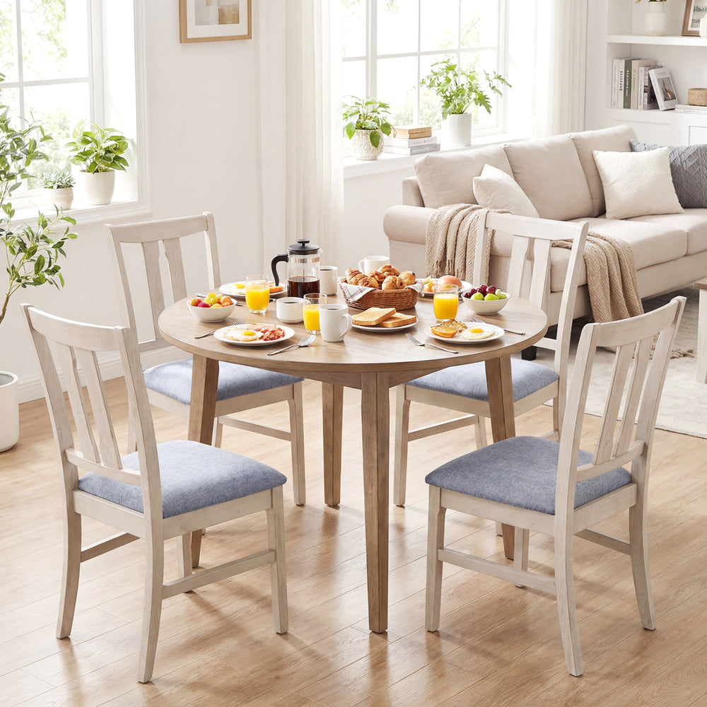 Set of 4 Wooden Upholstered Dining Chairs with High Curved Back-Gray - Gallery View 1 of 8