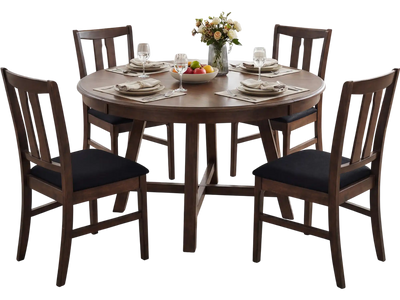 Costway Set of 4 Wooden Upholstered Dining Chairs High Curved Back Walnut 25438831 New