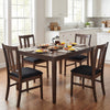 Set of 4 walnut wooden dining chairs with upholstered seats, featuring high curved backs for ergonomic comfort.